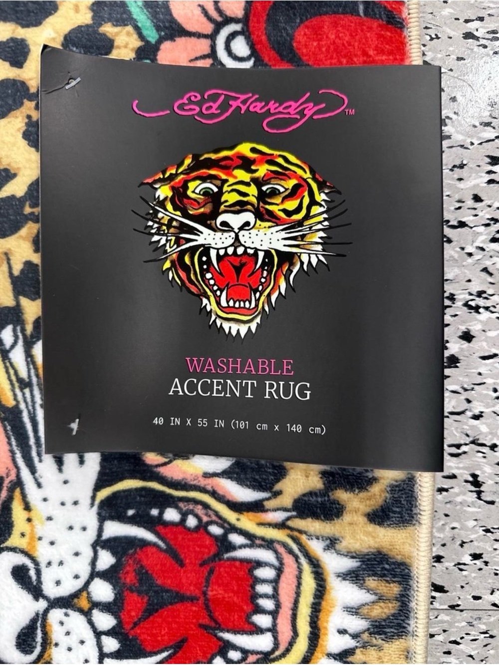Ed Hardy Black, Red & Yellow Tiger Accent Rug